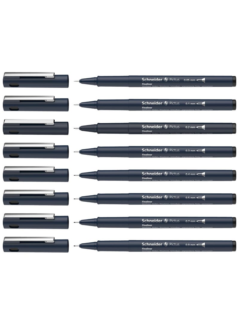Schneider 8 قطع قلم رفيع حبر أسود من بيكتوس - Image 2