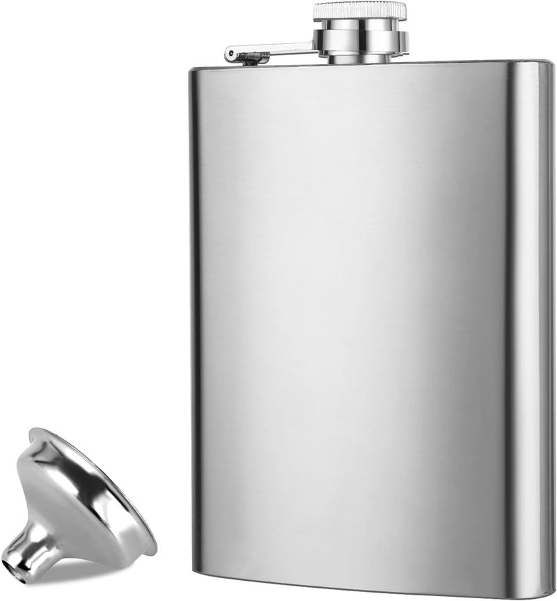 ZOOV Stainless Steel Hip Flask with Funnel, Alcohol Drinks Wine Whiskey Holder Bottle 250ml (1 Pcs Hip Flask with Funnel) - Image 1