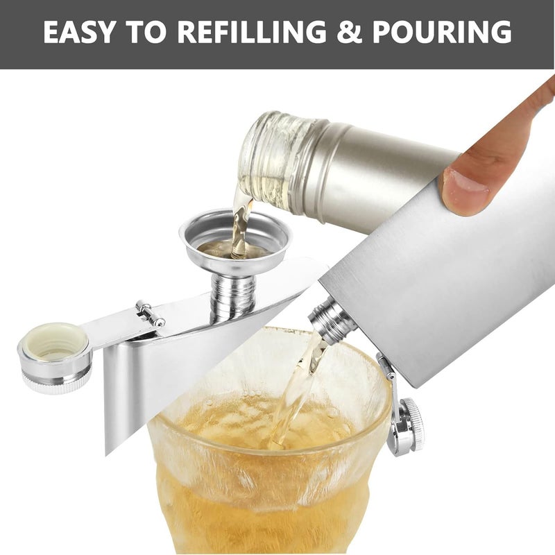 ZOOV Stainless Steel Hip Flask with Funnel, Alcohol Drinks Wine Whiskey Holder Bottle 250ml (1 Pcs Hip Flask with Funnel) - Image 4