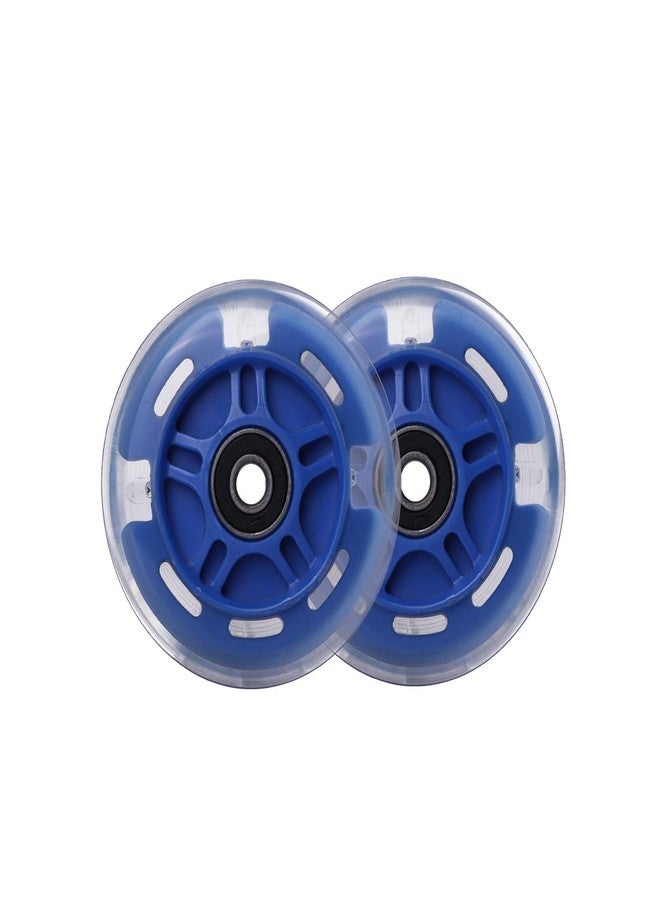 Wheelgoo 120mm 80mm Led Light Up Scooter Replacement Wheels - White Flashing- Compatible with Micro Mini, Maxi Deluxe, Globber 3-Wheeled Kid Kick Scooter, Set of 4 (Navy Blue) - Image 3