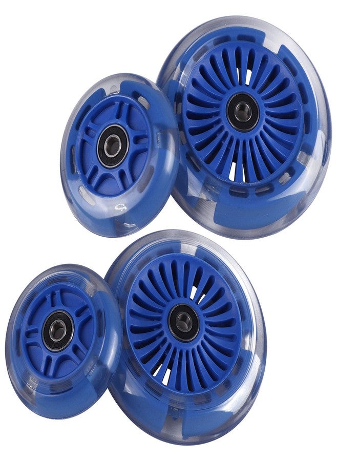 Wheelgoo 120mm 80mm Led Light Up Scooter Replacement Wheels - White Flashing- Compatible with Micro Mini, Maxi Deluxe, Globber 3-Wheeled Kid Kick Scooter, Set of 4 (Navy Blue) - Image 5