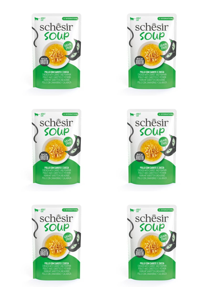 شيسر طعام القطط الرطب من شيسير سوب في كيس حساء - دجاج مع اليقطين 40 جم × 6 قطع - Image 1