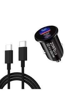 P10 Mini QC4.0 USB / PD20W Car Charger with Type-C to Type-C Fast Charging Data Cable(Black)