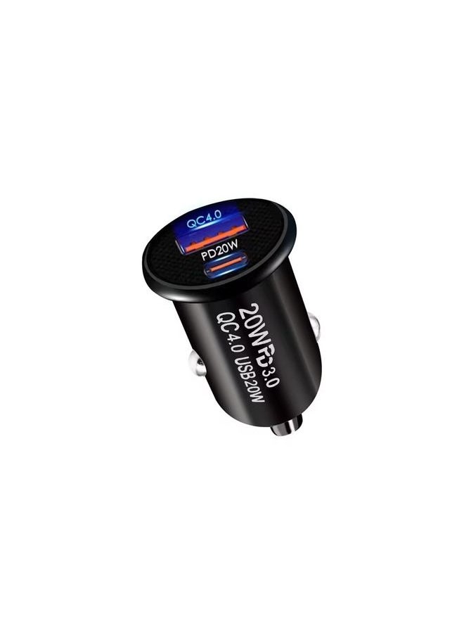 HuHa - P10 Mini QC4.0 USB / PD20W Car Charger with Type-C to Type-C Fast Charging Data Cable(Black) - Image 1