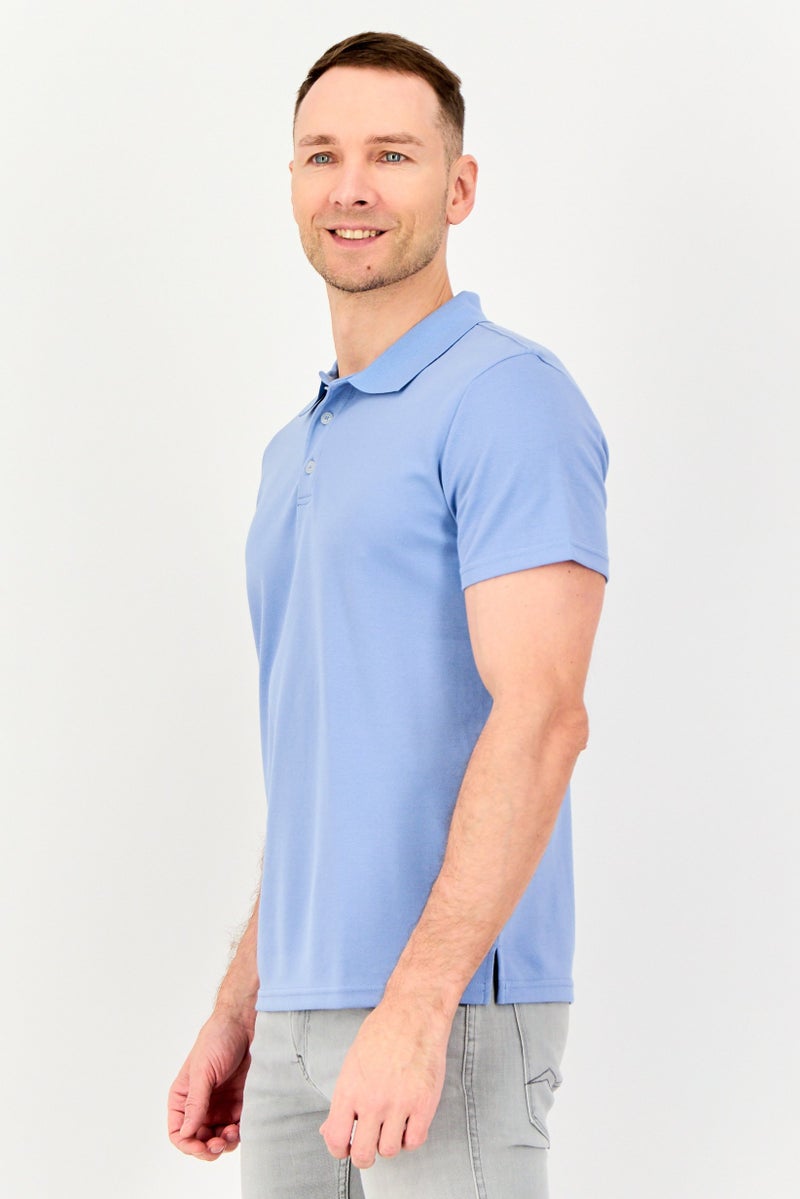Algspar قميص بولو قصير الأكمام للرجال بياقة منتشرة، أزرق - Image 3