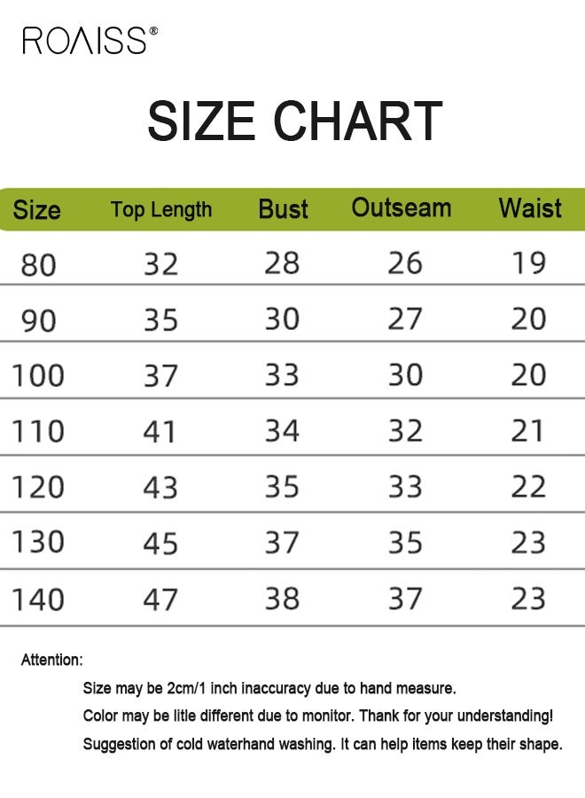 رويس طقم تي شيرت وشورت رائع للفتيات الصغيرات، ملابس صيفية أنيقة مع بلوزة بلا أكمام وشورت بتصميم مجوف، طقم ملابس مريح من قطعتين للفتيات الصغيرات، مناسب للارتداء اليومي أو أي مناسبة - Image 5