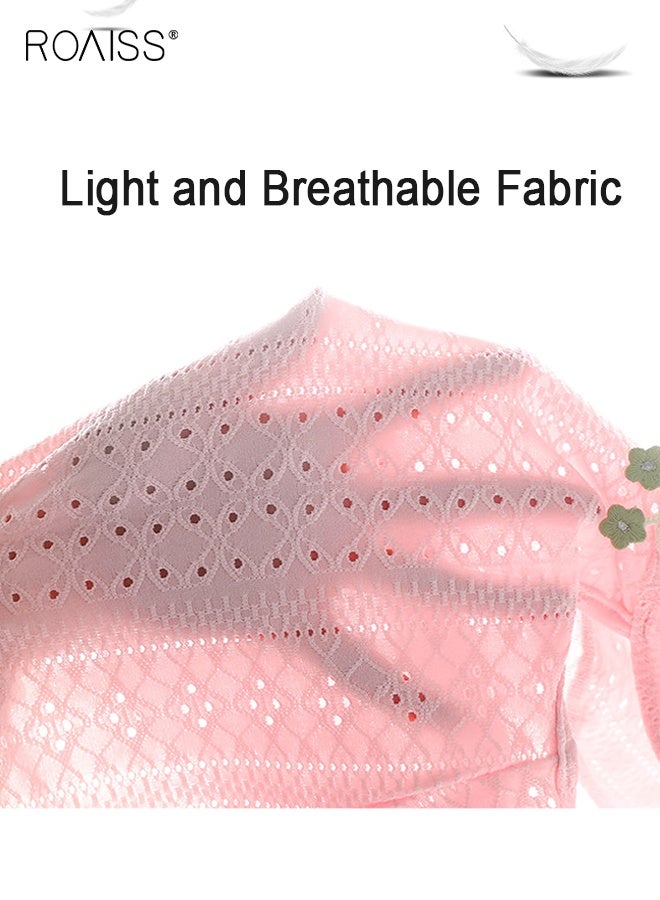 رويس طقم تي شيرت وشورت رائع للفتيات الصغيرات، ملابس صيفية أنيقة مع بلوزة بلا أكمام وشورت بتصميم مجوف، طقم ملابس مريح من قطعتين للفتيات الصغيرات، مناسب للارتداء اليومي أو أي مناسبة - Image 4