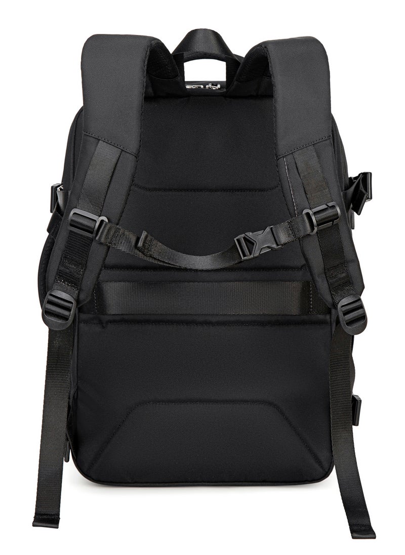Chantria - Expandable Premium Travel Backpack Water Resistant Multifunctional Backpack with Built in USB port and Headphone Jack for Women, CB00606- Black - Image 1