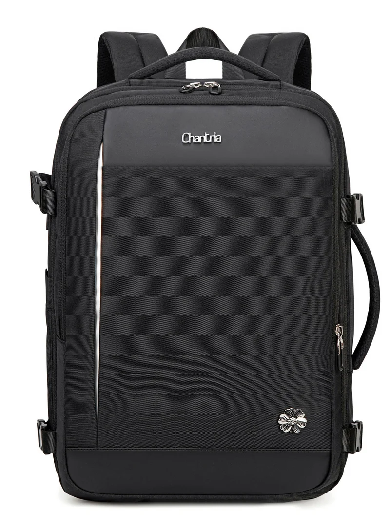 Chantria Expandable Premium Travel Backpack Water Resistant Multifunctional Backpack with Built in USB port and Headphone Jack for Women, CB00606- Black