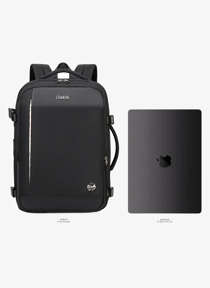 Chantria Expandable Premium Travel Backpack Water Resistant Multifunctional Backpack with Built in USB port and Headphone Jack for Women, CB00606- Black
