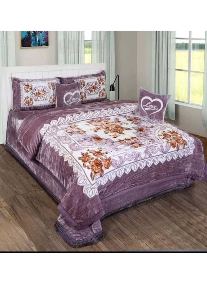 OMAJA HOME OMAJA HOME Wool 250 TC Korean Wedding Bedding SetCloudy 4 Piece Blanket Set 1 Blanket with 1 Bedsheet and 2 Pillow Covers Special for Newly Married Couple with Fancy Bag Packaging Multicolor 8  - Image 1