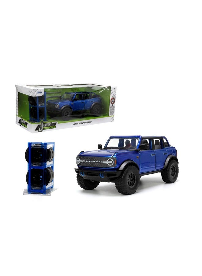 Jada Toys Just Trucks 1:24 2021 Ford Bronco Die-Cast Car & Tire Rack, Toys for Kids and Adults(Candy Blue)  - Image 1