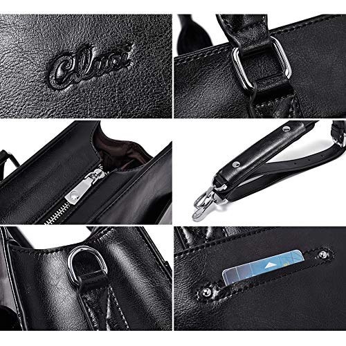 CLUCI Briefcase for Women Oil Wax Leather Vintage 15.6 Inch Laptop Business Shoulder Bag - Image 5