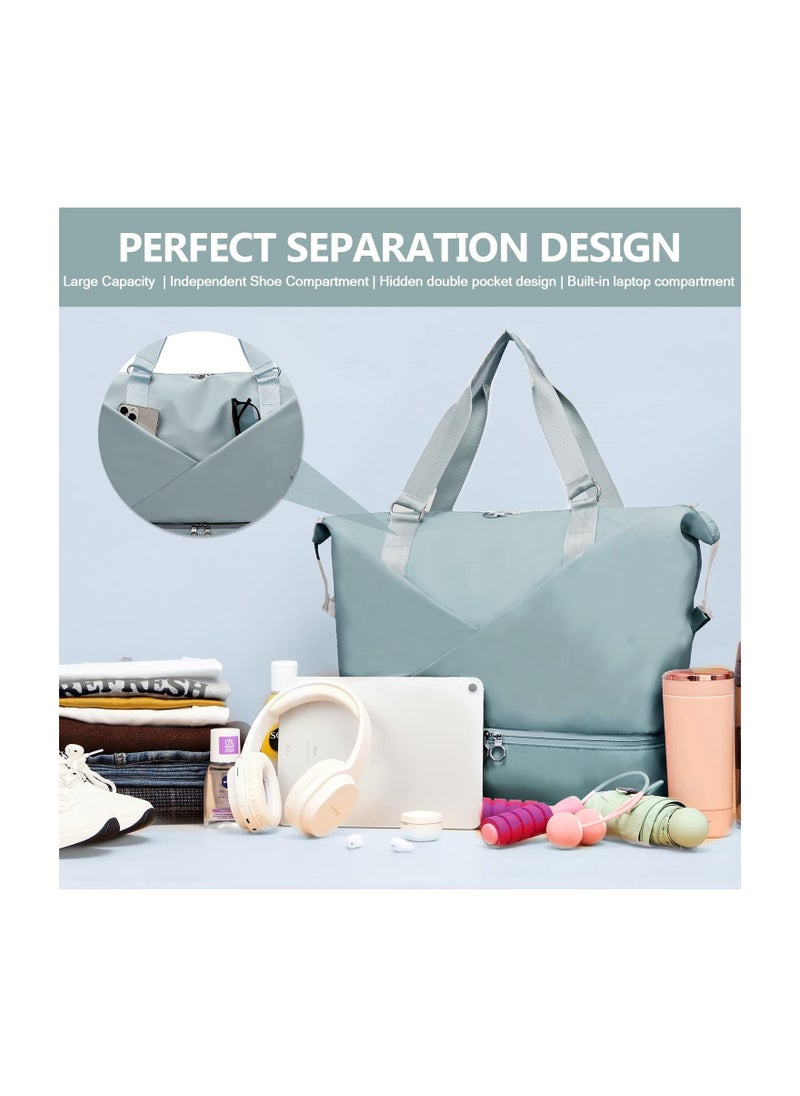 SYOSI - Womens Travel Bag Duffle Bag with Laptop Compartment Water Resistant Gym Weekend Bag Overnight Hospital Bag Holdall with Separated Shoes Compartment Wet Pocket Sky Blue - Image 1