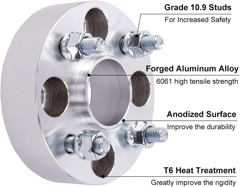 DCVAMOUS 4PC 4x100 Hubcentric Wheel Spacers 1.5 Inch Thick 56.1mm Hub Bore with 12x1.5 Studs - Image 5