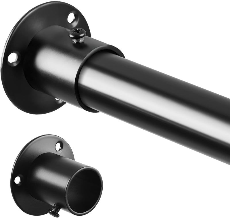 Tiemlet Black Cabinet Rail 70cm to 163cm, Expandable Cabinet Telescopic Rod Diameter 25mm for Clamps for Wardrobe and Wardrobe - Image 1
