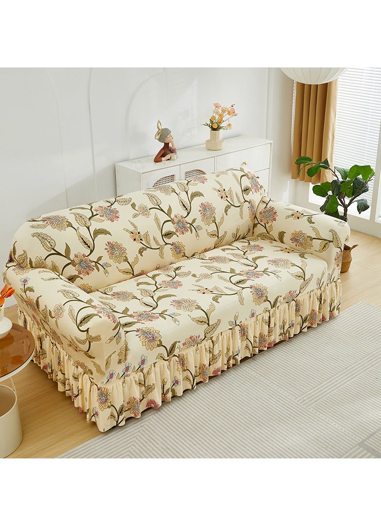 DUNISO Sofa cover, elastic printed sofa protective cover, anti slip furniture cover, anti fouling and wear resistant, skirt design, suitable for all seasons, two seats, 145 to 185cm - Image 4