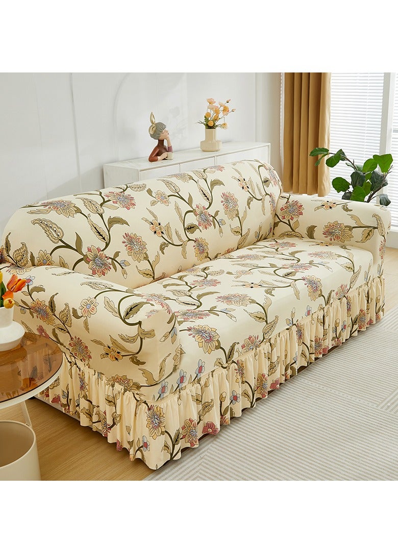 DUNISO Sofa cover, elastic printed sofa protective cover, anti slip furniture cover, anti fouling and wear resistant, skirt design, suitable for all seasons, two seats, 145 to 185cm - Image 5