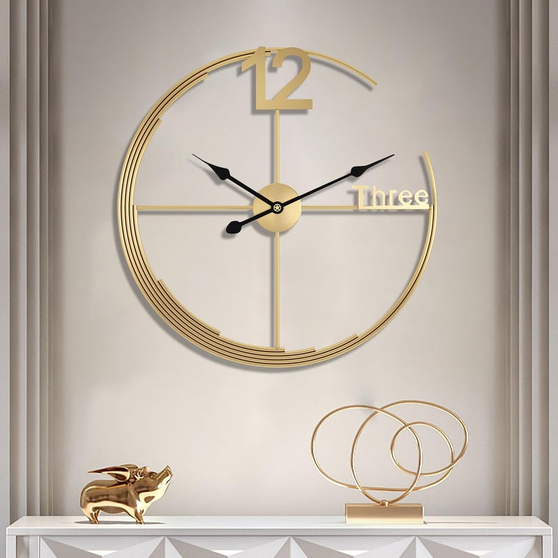 KEQAM Large Gold Wall ClockModern Minimalist Wall Clock Round Silent NonTicking Battery Operated Decorative Clocks for Living RoomEntrywayKitchenBedroomOfficeHome Metal Wall Decor 24 inch