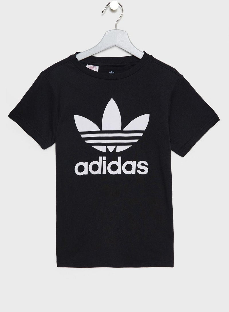 adidas Originals TREFOIL TEE Black Originals Kids T-SHIRTS - Image 2