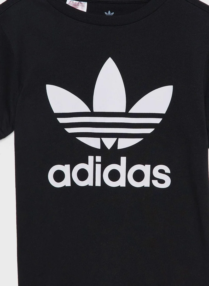 adidas تيشيرت أديداس تريفويل أسود للأطفال
