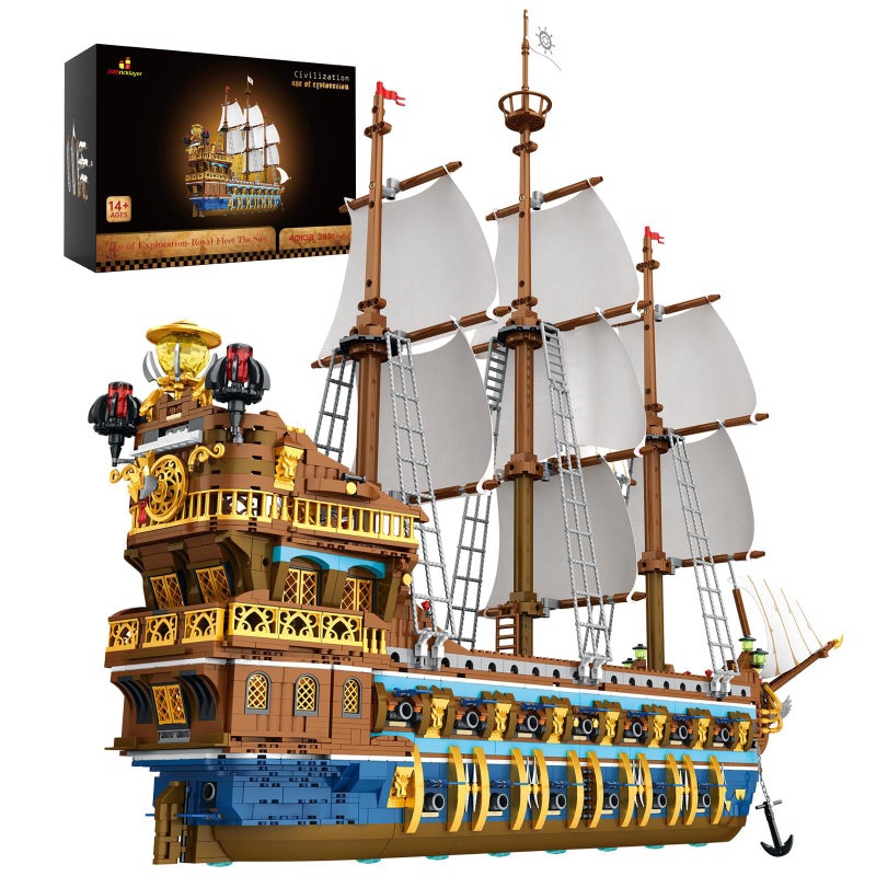 JMBricklayer Pirate Ship Building Sets for Adults Gorgeous Royal Fleet Ship with Tiered Design Attractive Pirate Toys Building Blocks Pirate Ship Display Gifts for Teens Adults2830 Pieces - Image 2