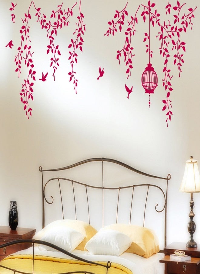 Decals Design 'Hanging Vines with Cage and Birds' Wall Sticker (PVC Vinyl, 70 cm x 50 cm) - Image 1