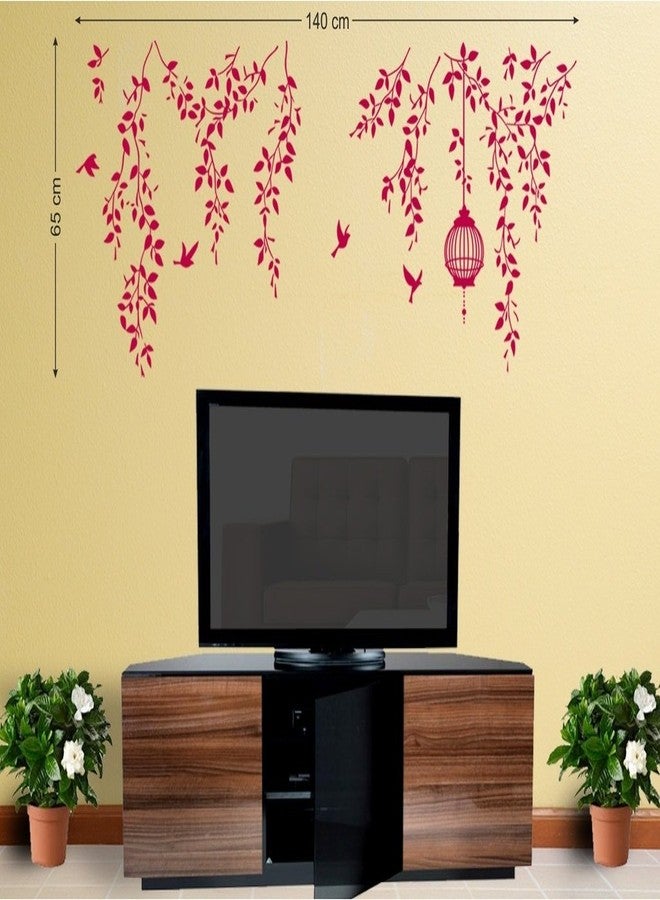 Decals Design 'Hanging Vines with Cage and Birds' Wall Sticker (PVC Vinyl, 70 cm x 50 cm) - Image 2