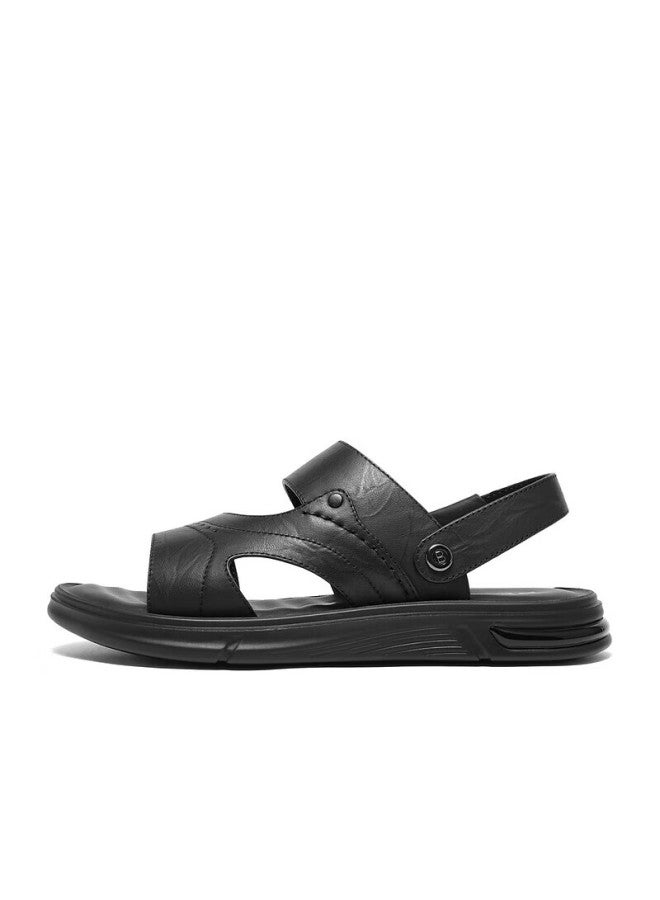 Belle Men's Outdoor Dual-use Sandals, Seasonal Mall Same Style Cowhide Casual Beach Sandals 8gf01bl4 Black Size 43 - Image 4
