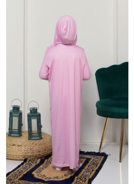 Altobeh Children's Prayer Set Practical One Piece Patterned Sleeves Removable Headscarf Lycra Hijab Dress (6-12 Years) 925-0201  - Image 3