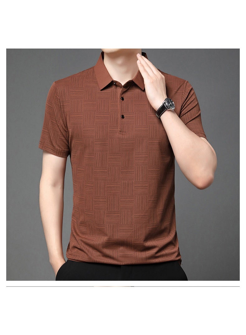 Men's  Printed Business Casual Short Sleeved POLO Shirt Fashion Short Sleeved Comfortable and Breathable Top - Image 3