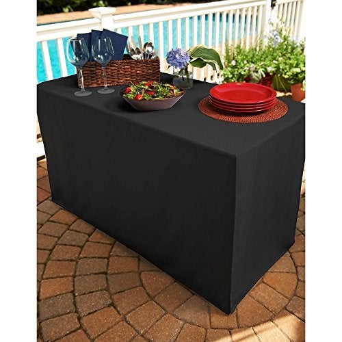 Levinsohn Folding Table Cover, Fitted Tablecloth for 4-Foot Folding Table, Black - Image 2