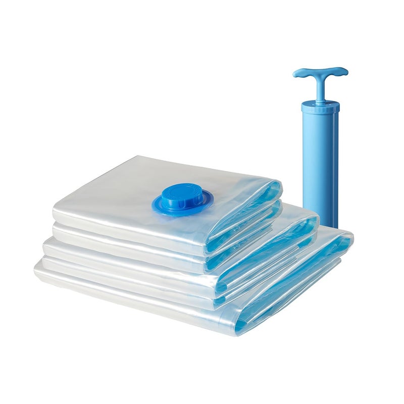 Fruhrer Vacuum Compression Storage Bags With Hand PumpLarge5PackPlasticAirtight Reusable Ziplock with Hand Pump - Image 1