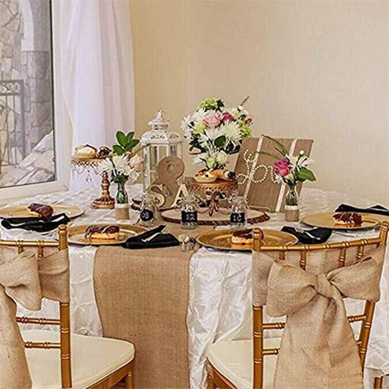 Ozxchixu Jute Burlap Table Runner-12 '' Wide x 10 Yards Long Burlap Fabric Loll Perfect for Weddings Table-Runners Decorations & Crafts. - Image 5