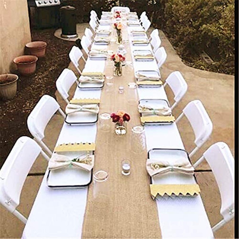 Ozxchixu Jute Burlap Table Runner-12 '' Wide x 10 Yards Long Burlap Fabric Loll Perfect for Weddings Table-Runners Decorations & Crafts. - Image 4