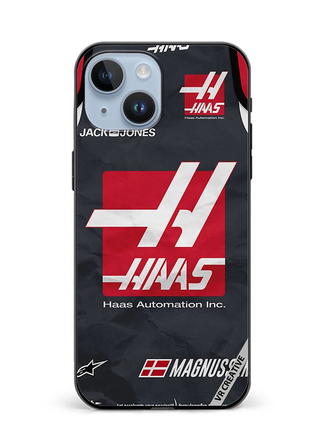 VR CREATIVE Protective Case Cover For Apple iPhone 15 Plus Haas Logo Formula 1 Design Multicolour - Image 1