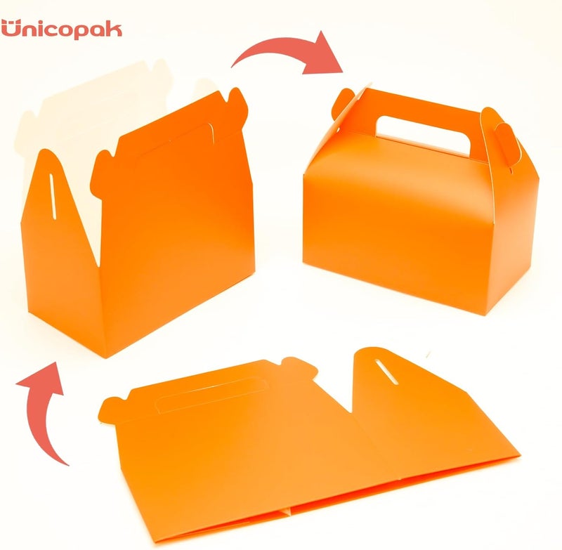 UnicoPak 30 Pack Orange Gable Treat Boxes Party Favor Goodie Bag Boxes for Candy Treats Snacks Cookie Toys for Birthday Party Special Events, 6.5x3.5x3.5 Inches - Image 3