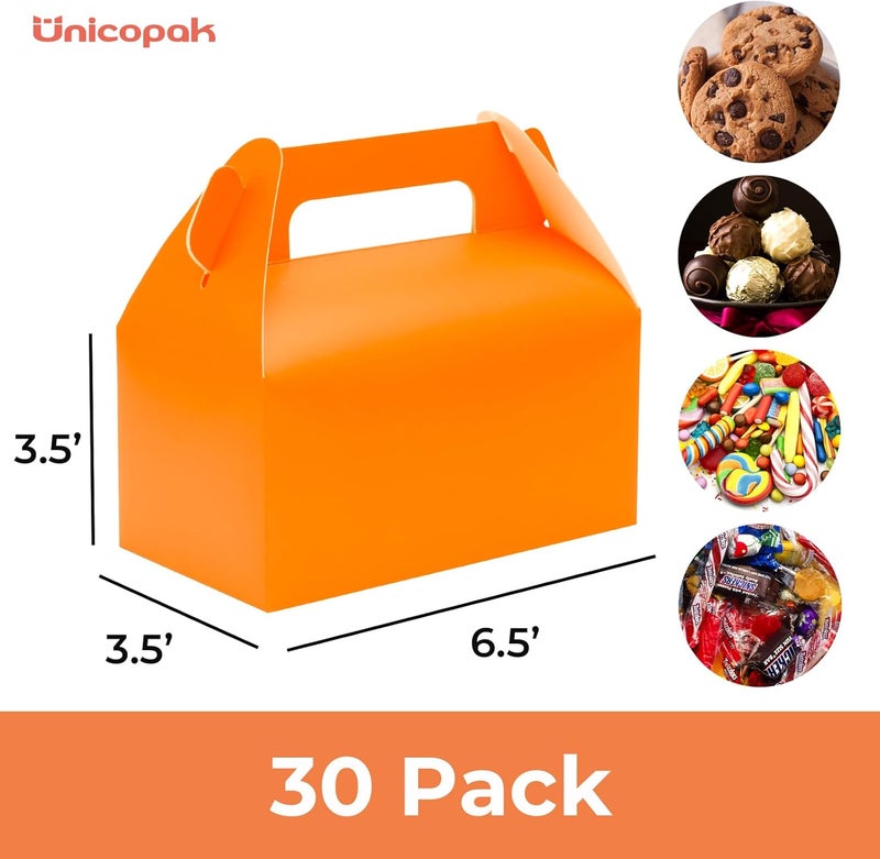 UnicoPak 30 Pack Orange Gable Treat Boxes Party Favor Goodie Bag Boxes for Candy Treats Snacks Cookie Toys for Birthday Party Special Events, 6.5x3.5x3.5 Inches - Image 2