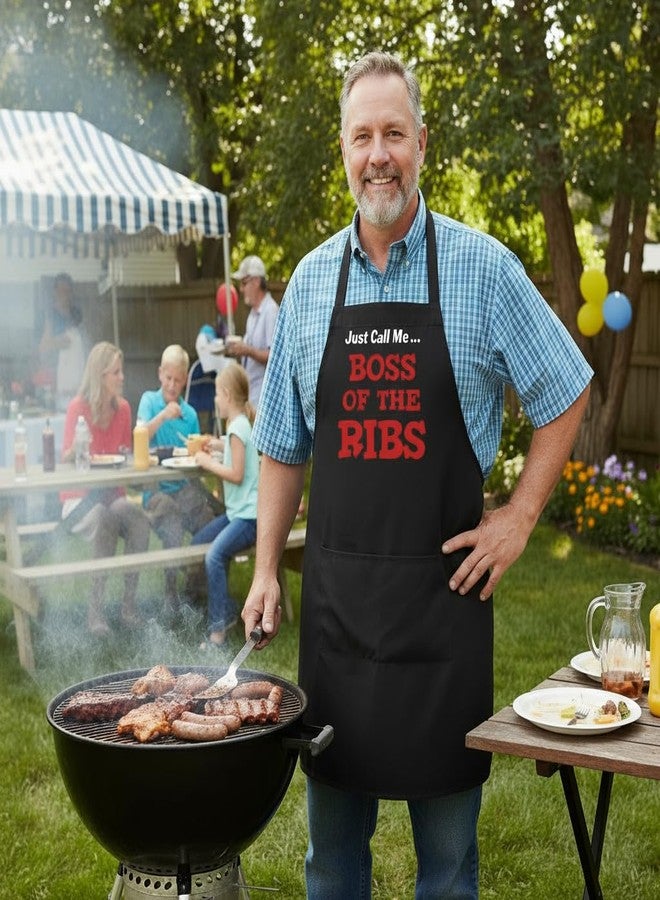 CoolAprons Barbecue Apron Boss Of The Ribs, Black Grilling Apron, Funny Aprons For Men - Image 2