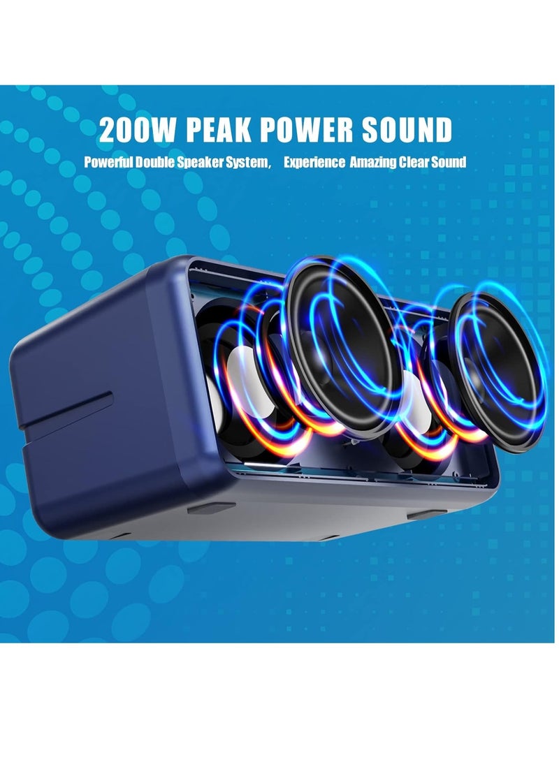 SDRD Karaoke Machine with Bluetooth & 2 Wireless Microphones - Portable PA Speaker System with Colorful LED Lights for Home Parties (Blue) - Image 3