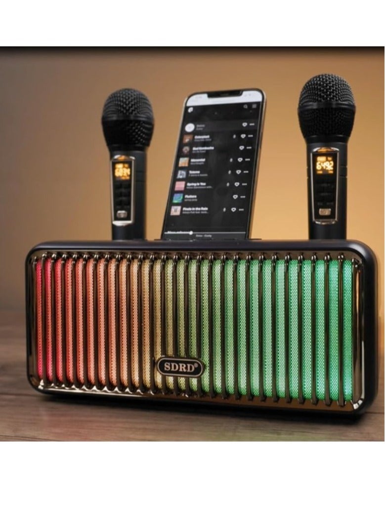 SDRD Karaoke Machine with Bluetooth & 2 Wireless Microphones - Portable PA Speaker System with Colorful LED Lights for Home Parties (Blue) - Image 5