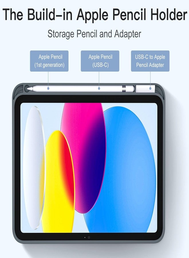 Akkerds جراب Akkerds متوافق مع iPad (A16) الجيل الحادي عشر 11 بوصة 2025، وجراب iPad الجيل العاشر 10.9 بوصة 2022 مع حامل قلم، غطاء حماية ثلاثي الطي رفيع مع ظهر TPU ناعم، رمادي داكن - Image 4