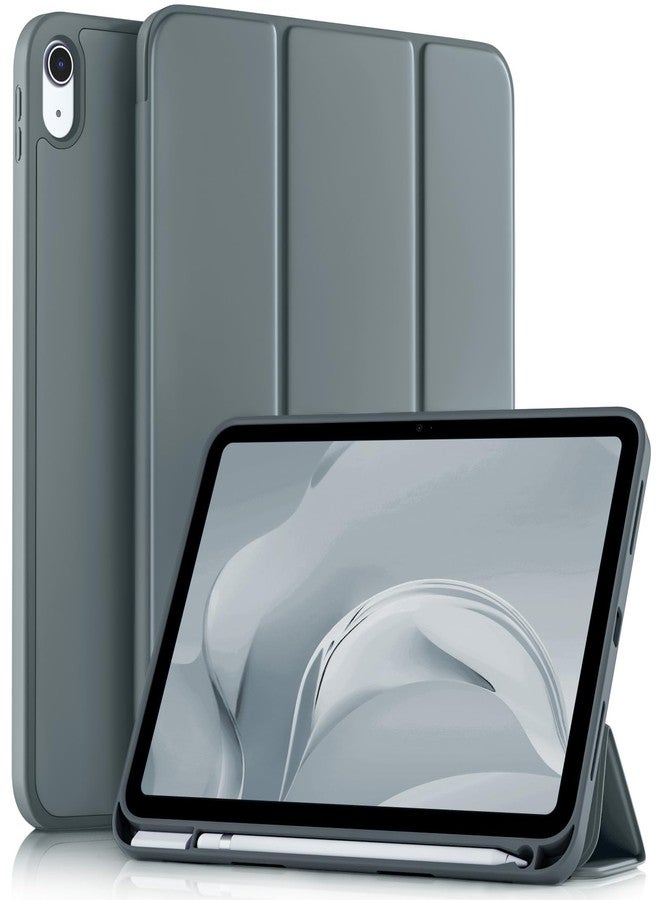 Akkerds جراب Akkerds متوافق مع iPad (A16) الجيل الحادي عشر 11 بوصة 2025، وجراب iPad الجيل العاشر 10.9 بوصة 2022 مع حامل قلم، غطاء حماية ثلاثي الطي رفيع مع ظهر TPU ناعم، رمادي داكن - Image 1