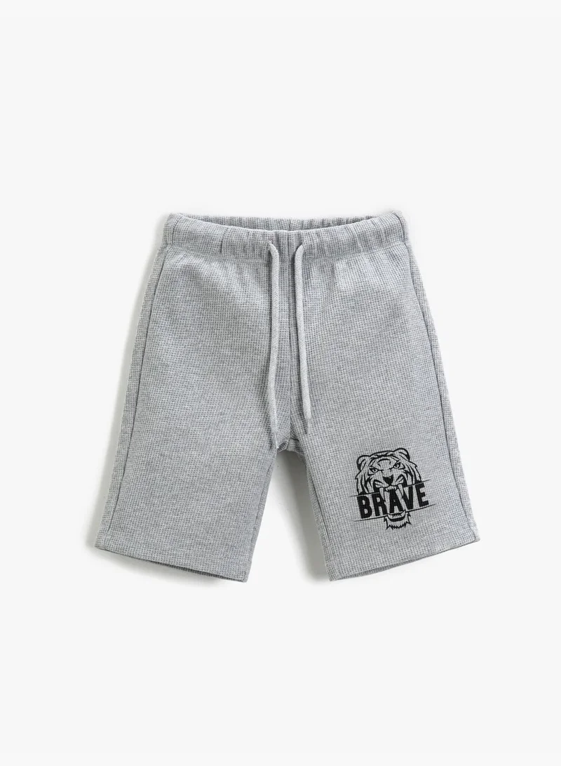 KOTON Tiger Printed Tie Shorts