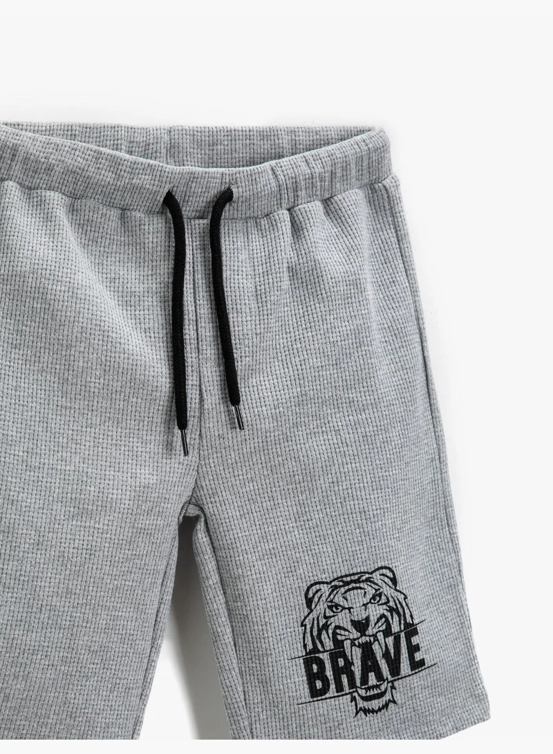KOTON Tiger Printed Tie Shorts