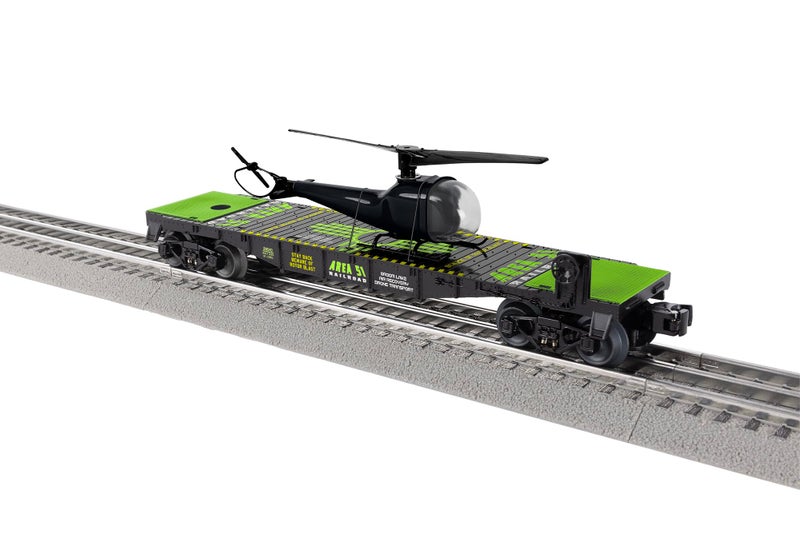 Lionel Area 51 UFO Recovery O Gauge Model Train Flatcar with Helicopter Load - Image 3