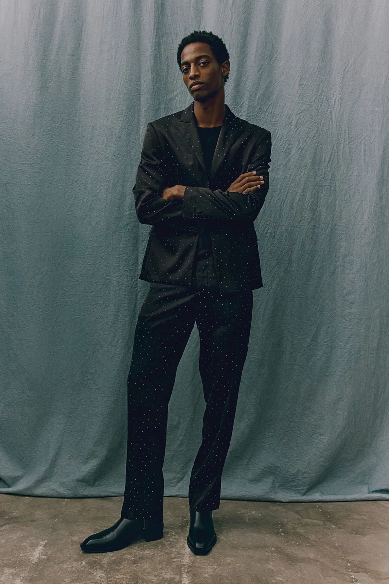 H&M Regular Fit Rhinestone-Embellished Suit Trousers