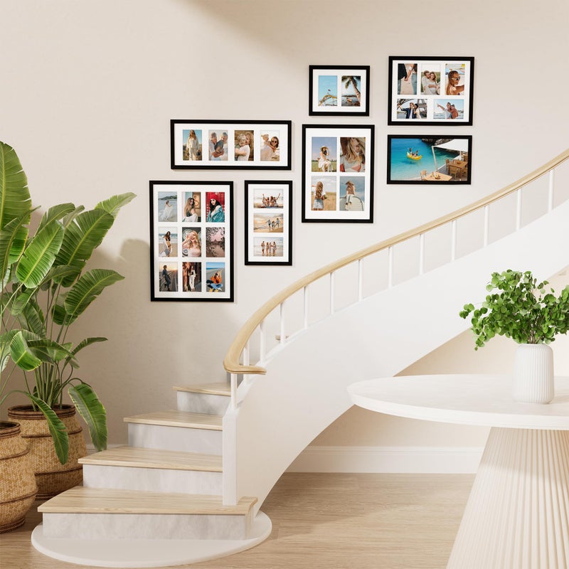 Vittanly 8x14 Picture Frames Collage, Displays 3Pcs 4x6 Pictures with Mat, Collage Picture Frame for Horizontal or Vertical Display, Black, 1 Pack - Image 3