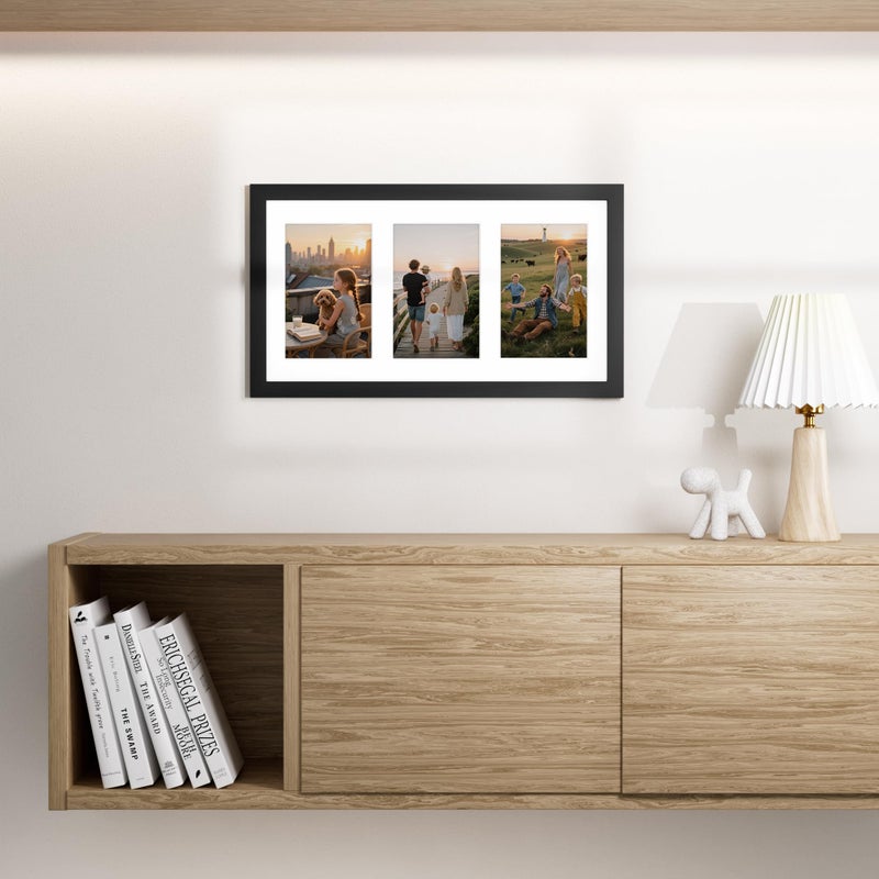Vittanly 8x14 Picture Frames Collage, Displays 3Pcs 4x6 Pictures with Mat, Collage Picture Frame for Horizontal or Vertical Display, Black, 1 Pack - Image 5