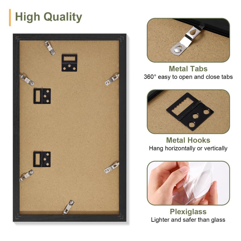 Vittanly 8x14 Picture Frames Collage, Displays 3Pcs 4x6 Pictures with Mat, Collage Picture Frame for Horizontal or Vertical Display, Black, 1 Pack - Image 4